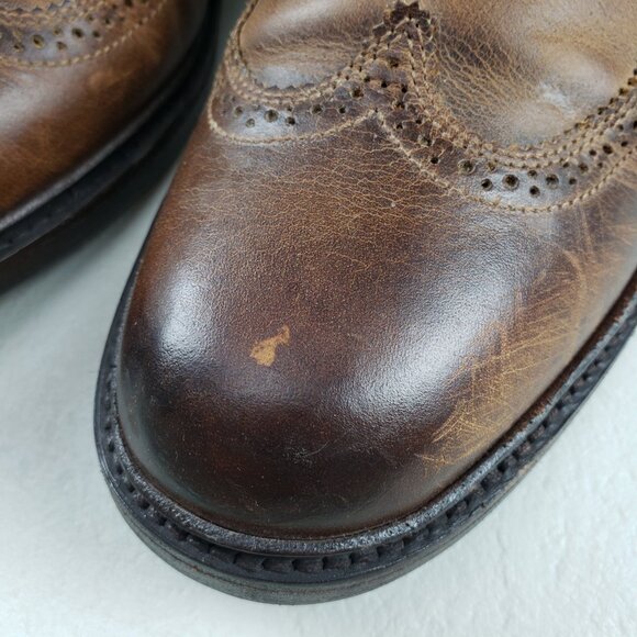 Frye James Wingtip Oxford Shoe Mens 10 D Brown Leather Lace Up Dress Brogue - Picture 6 of 14